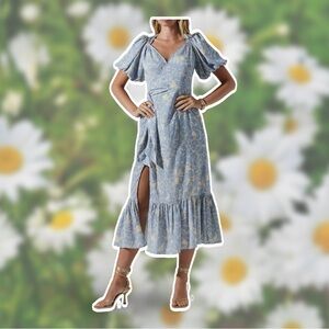 NWOT Modena Floral Print Side Tie Ruffle Maxi Dress